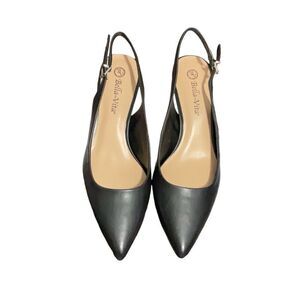 Bella Vita Black Leather Pointed Toe Scarlett Slingback Pumps Size 10 M NEW